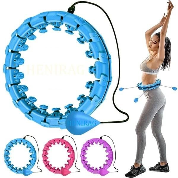 HENIRAG® Smart Infinity Heavy Duty Hula Hoop for Adults Weight Loss/Exercise - 360 Degree Waist Fitness - 24 Knots Adjustable Size with Ball-Multi - Image 1