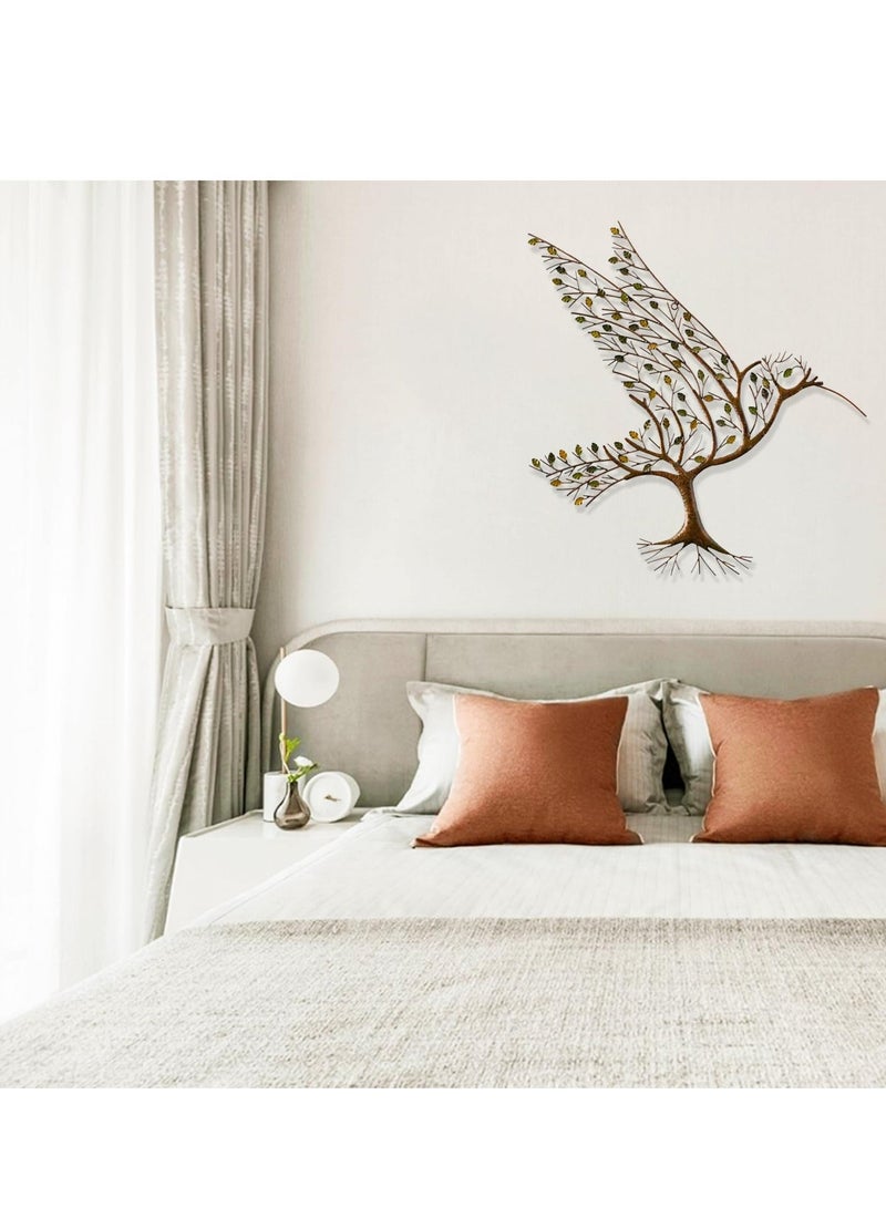 Metal Wall Art for Living Room Home Decor, Hummingbird with Branches Leaves Bird Ornaments Room, Office, Study, Hotel Hanging Decor (12.5 X10) - Image 3