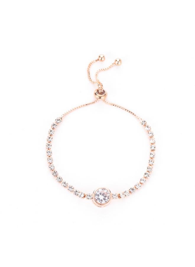 European And American Hot New Fashion Rose Gold Love Zircon Bracelet Simple Alloy Diamond Women's Bracelet Bracelet 