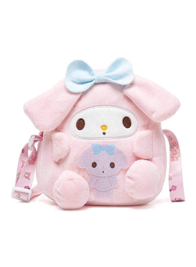 Sanrio My Melody Plush Crossbody Bag, Super Soft Fluffy Shoulder Purse for Girls & Teens, Cute Kawaii Fashion Accessory Gift - Image 1