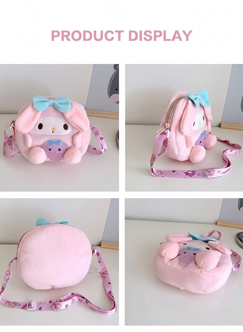 Sanrio My Melody Plush Crossbody Bag, Super Soft Fluffy Shoulder Purse for Girls & Teens, Cute Kawaii Fashion Accessory Gift - Image 3