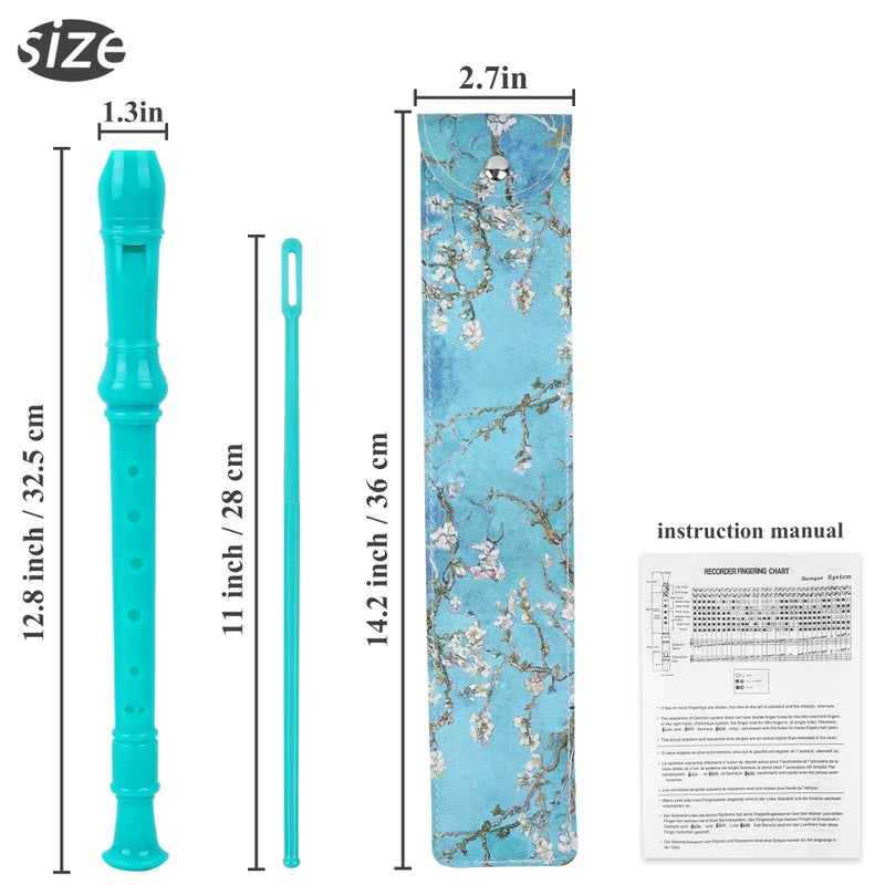 Jasenna Recorder Instrument for Beginner Kids Adults,8-Hole Soprano Descant Recorder Music Flute with with Cleaning Rod & Leather Case For School Student Home Entertainment(2-Peach Blossom) - Image 2