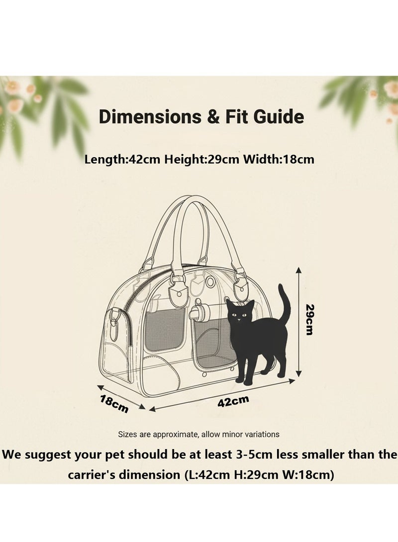 حقيبة نقل حيوانات أليفة أنيقة، حقيبة نقل قطط على متن الطائرة، حقيبة نقل كلاب، حقيبة نقل حيوانات أليفة قابلة للطي، حقيبة نقل قطط ناعمة الجوانب مع شبكة قابلة للتنفس، حقيبة كتف أنيقة من جلد البولي يوريثان للقطط (بني) - Image 3