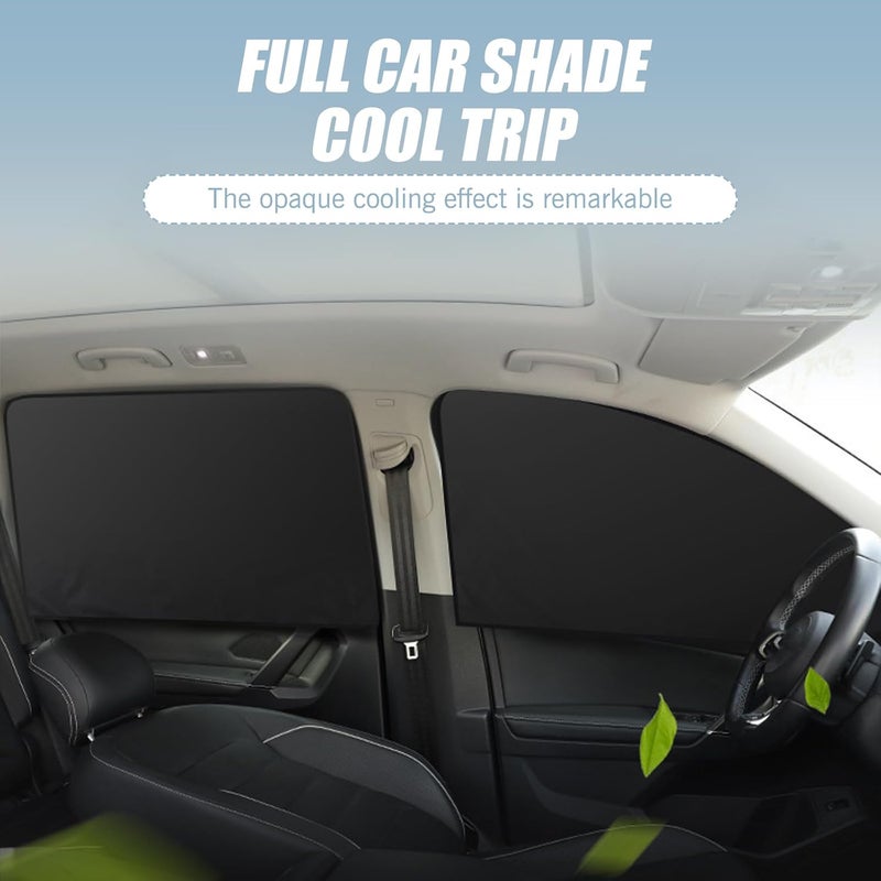 Tesnaao 4 PCS Car Side Window Sun Shade Replacement, 20CM x 50CM x 80CM Front Side Window Protectors, 80CM x 50CM Vehicle Rear Window Curtain, Universal Accessories for Most Cars (Silver) - Image 3