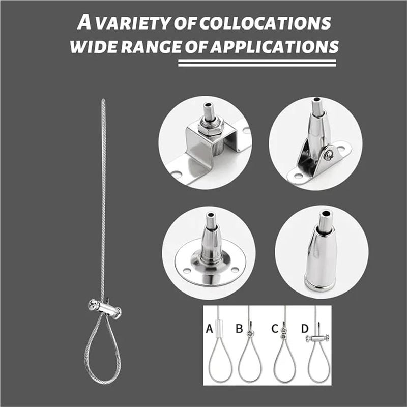 8pcs 1 5mm Stainless Steel Picture Hanging Kit Adjustable Wire Rope Cable 30kg Load Long Yard 2M - Image 5