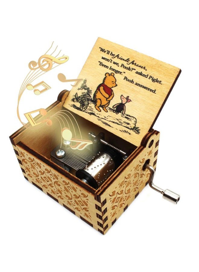 ukebobo Wooden Music Box - The Pooh Saying Music Box, Gift for Friend, Cousins, BFF, New Year's Gifts- 1 Set - Image 1
