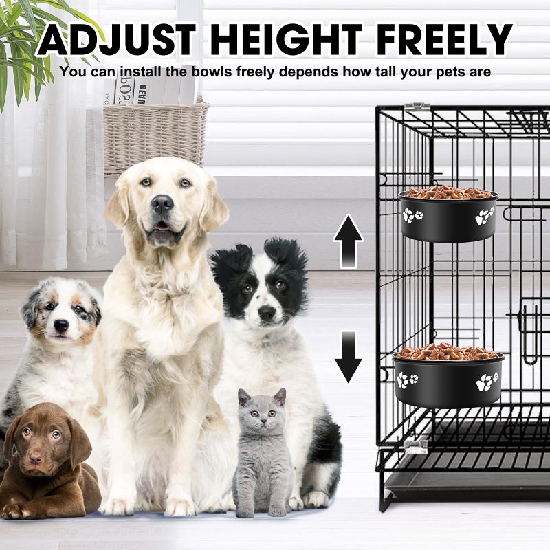ShineMe Kennel Water Bowl Hanging, ShineMe 2 Pack Stainless Steel Food and Water Bowl for Dog Cage, Crate, Kennel Bowls Mountable for Medium and Small Dogs, Cats, Pets (6.2x2.6â€ & 5.5x2.4â€) - Image 4