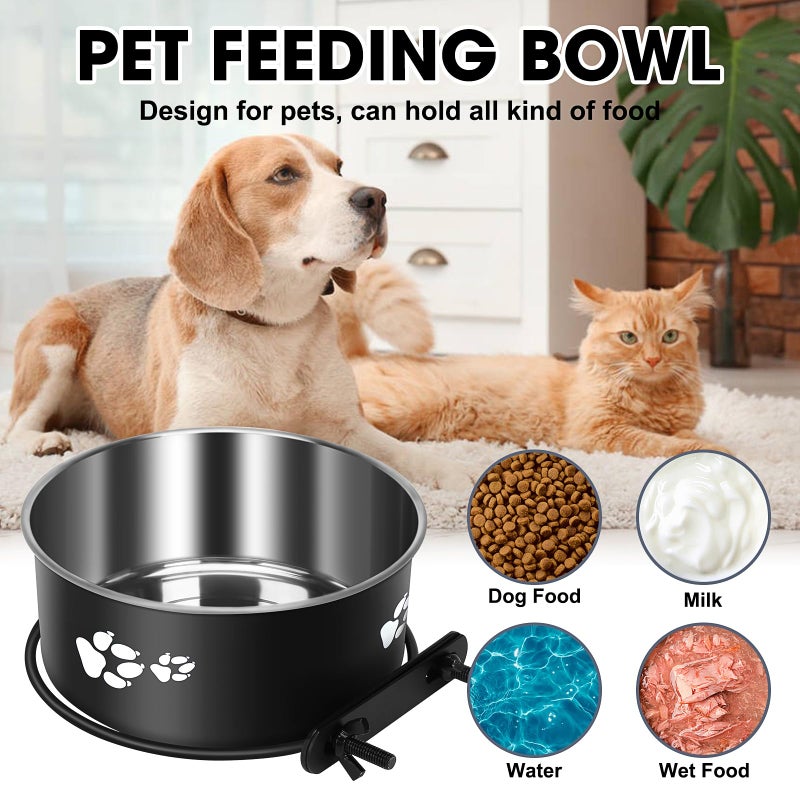 ShineMe Kennel Water Bowl Hanging, ShineMe 2 Pack Stainless Steel Food and Water Bowl for Dog Cage, Crate, Kennel Bowls Mountable for Medium and Small Dogs, Cats, Pets (6.2x2.6â€ & 5.5x2.4â€) - Image 5