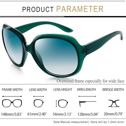 Joopin Green Tinted Sunglasses Womens Oversized Sun Glasses Polarized UV Protection Ladies Big Shades Trendy Jackie Sunnies - Image 5