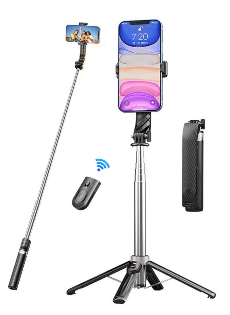 Generic - Mobile Phone Selfie Stick With Bluetooth Remote Control, Selfie Extension Stick With Shooting Bracket, Foldable Quadripod, Selfie Stick With Mobile Phone Holder, Can Be Extended To 1 Meter, Compatible With All Mobile Phones - Image 1