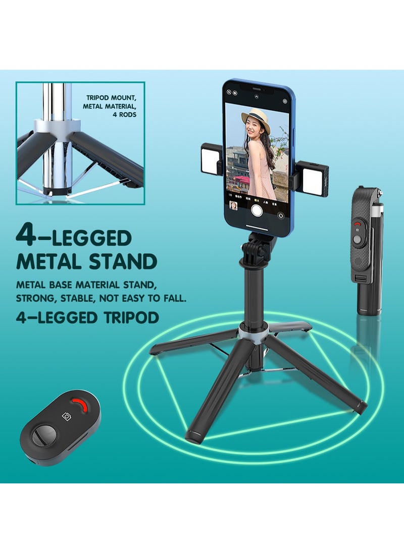 Generic - Mobile Phone Selfie Stick With Bluetooth Remote Control, Selfie Extension Stick With Shooting Bracket, Foldable Quadripod, Selfie Stick With Mobile Phone Holder, Can Be Extended To 1 Meter, Compatible With All Mobile Phones - Image 1