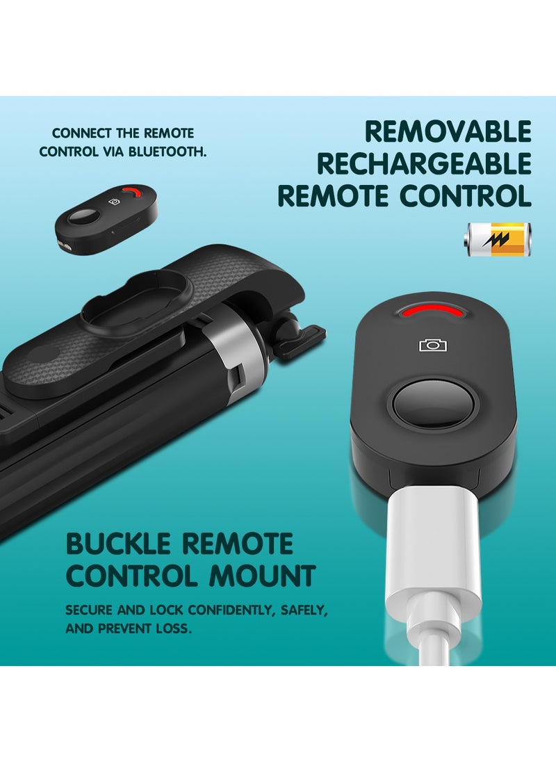 Generic - Mobile Phone Selfie Stick With Bluetooth Remote Control, Selfie Extension Stick With Shooting Bracket, Foldable Quadripod, Selfie Stick With Mobile Phone Holder, Can Be Extended To 1 Meter, Compatible With All Mobile Phones - Image 1