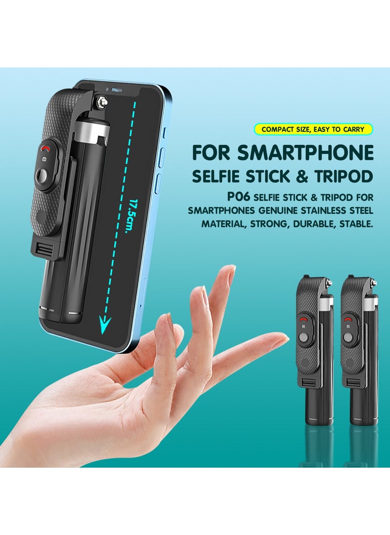 Generic - Mobile Phone Selfie Stick With Bluetooth Remote Control, Selfie Extension Stick With Shooting Bracket, Foldable Quadripod, Selfie Stick With Mobile Phone Holder, Can Be Extended To 1 Meter, Compatible With All Mobile Phones - Image 1
