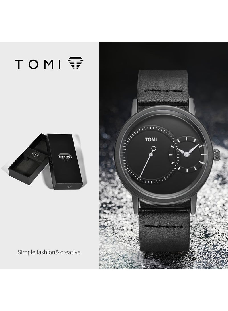 TOMI New Arrival Men's Quartz Watch with Leather Band Alloy Case Watch Simple Design Business Fashion Wristwatches for Male - Image 1