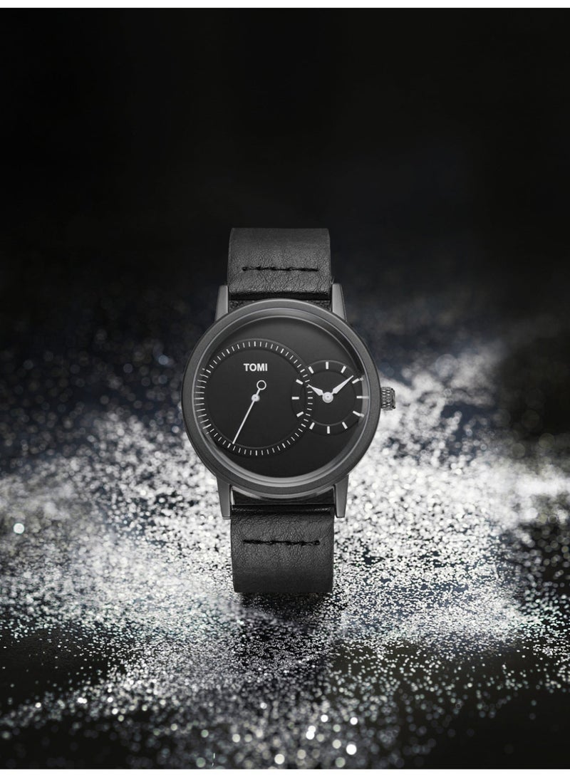 TOMI New Arrival Men's Quartz Watch with Leather Band Alloy Case Watch Simple Design Business Fashion Wristwatches for Male - Image 3