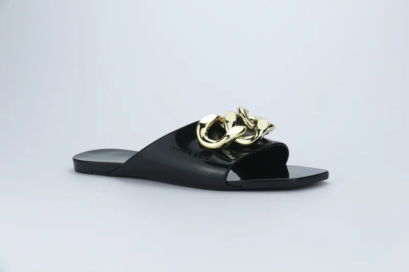 Voices Avolto  Corrente 2K Women'S Low Sandal With Chain Design - Black/Gold