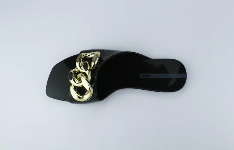 Voices Avolto  Corrente 2K Women'S Low Sandal With Chain Design - Black/Gold