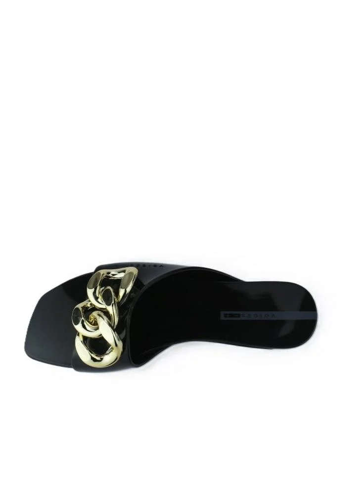 Voices Avolto  Corrente 2K Women'S Low Sandal With Chain Design - Black/Gold