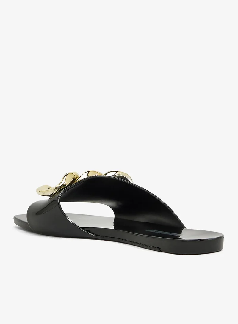 Voices Avolto  Corrente 2K Women'S Low Sandal With Chain Design - Black/Gold