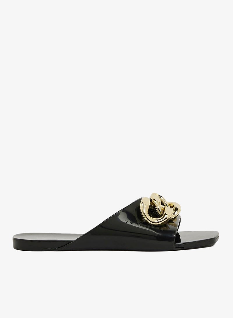 Voices Avolto  Corrente 2K Women'S Low Sandal With Chain Design - Black/Gold - Image 1