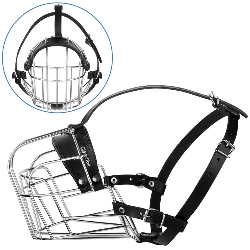 CleverTail XL Metal Dog Muzzle for Large Sized Dogs â€“ Heavy Duty Rottweiler Muzzle â€“ Basket Extra Large Dog Muzzles for Barking and Biting Cane Corso, Mastiff, Labrador, Bulldog and Other Big Breeds - Image 2