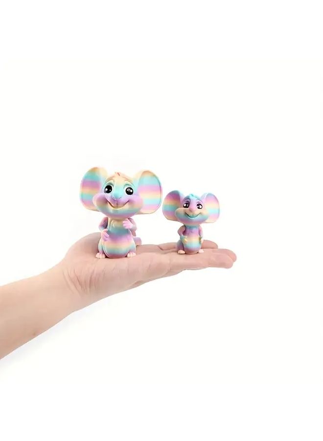 Medium 3D Printed Cute Mouse Figurines With Large Ears And Rainbow Stripes Home Office Car Decor Holiday Gift - Image 5