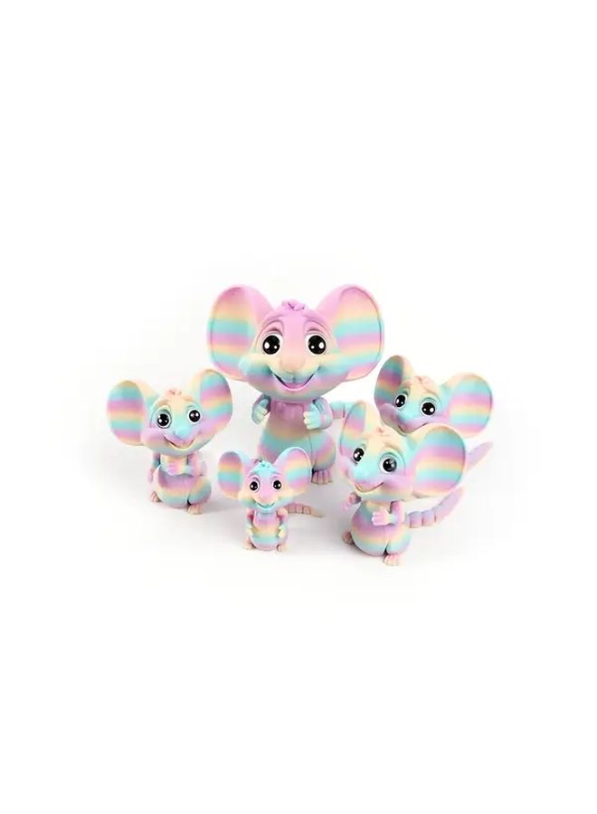 Medium 3D Printed Cute Mouse Figurines With Large Ears And Rainbow Stripes Home Office Car Decor Holiday Gift - Image 1