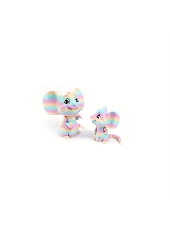 Medium 3D Printed Cute Mouse Figurines With Large Ears And Rainbow Stripes Home Office Car Decor Holiday Gift - Image 4