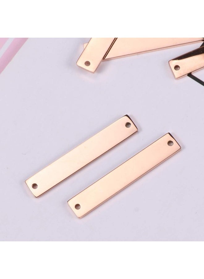 klarako - 10Pcs Stamping Blank Bar Rectangle Stamping Blanks Horizontal Pendant Name Plate DIY Jewelry Supply Craft Supplies Two Holes Rose Gold - Image 1