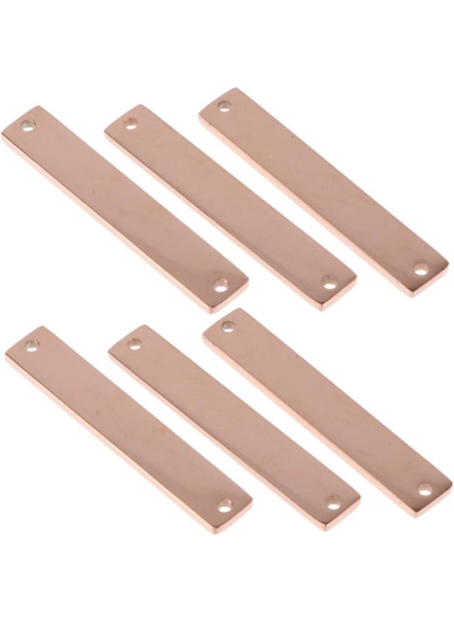 klarako - 10Pcs Stamping Blank Bar Rectangle Stamping Blanks Horizontal Pendant Name Plate DIY Jewelry Supply Craft Supplies Two Holes Rose Gold - Image 1