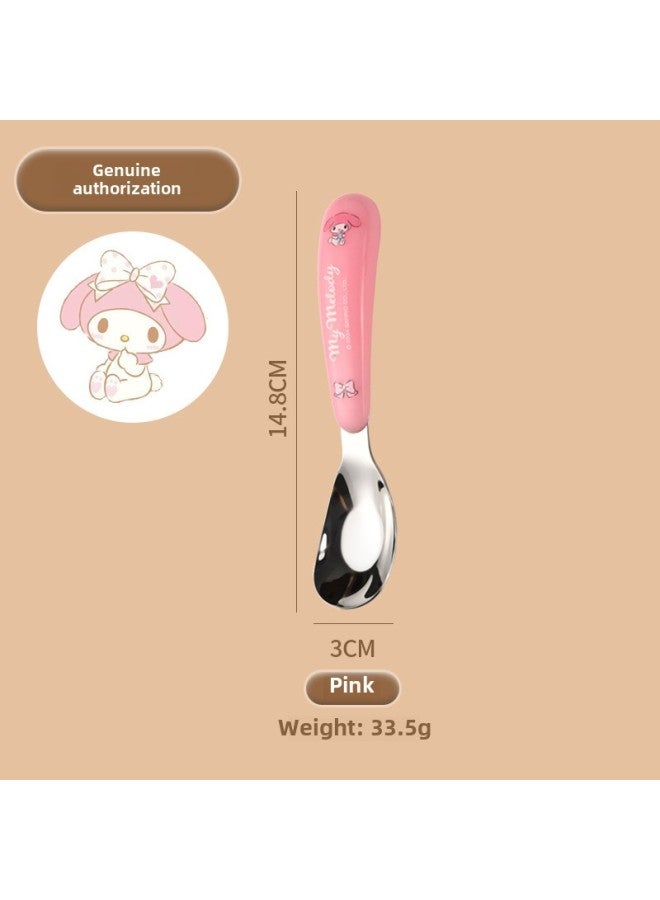Sanrio Genuine Small Spoon Stainless Steel Baby Culomi Soup Spoon Children's Cute Yuanbao Spoon Household Food Supplemented Spoon-Specifications:melody Ingot Spoon - Image 1
