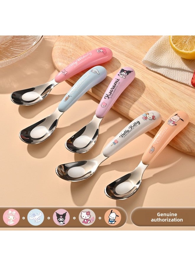 Sanrio Genuine Small Spoon Stainless Steel Baby Culomi Soup Spoon Children's Cute Yuanbao Spoon Household Food Supplemented Spoon-Specifications:melody Ingot Spoon - Image 2