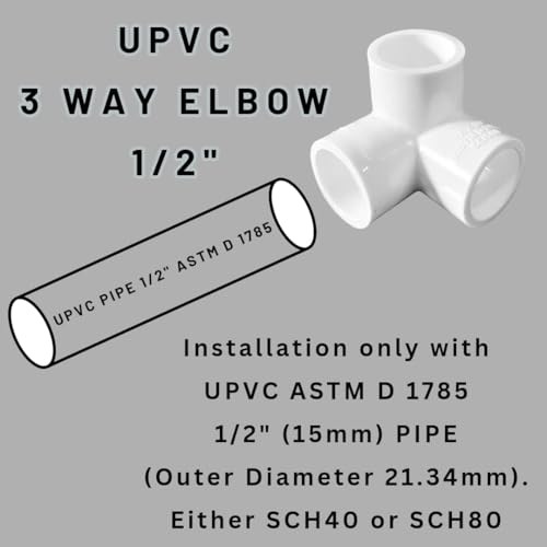 Wiikon Heavy Duty 1/2 Inch 3 Way UPVC Pipe Tee Corner Fittings, Furniture Grade for Building UPVC Furniture, Greenhouse, Shed, Pipe Fittings, Tent Connection Pipe (Pack of 10 Pieces) - Image 4