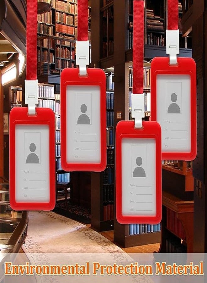NSSP حامل بطاقة هوية بلاستيكي من NSSP للمكاتب/المدرسة، عبوة من 5 قطع (عمودي) (أحمر) - Image 5