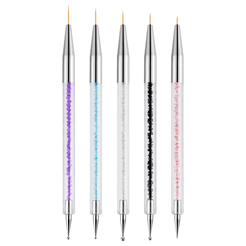 TOCOLES Nail Art Brushes 5PCS Nail Brush Set with Liner Brush and Dotting Pens for Home and Professional Salon Use - Image 1
