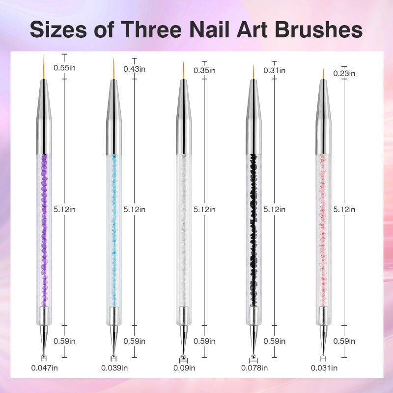 TOCOLES Nail Art Brushes 5PCS Nail Brush Set with Liner Brush and Dotting Pens for Home and Professional Salon Use - Image 2