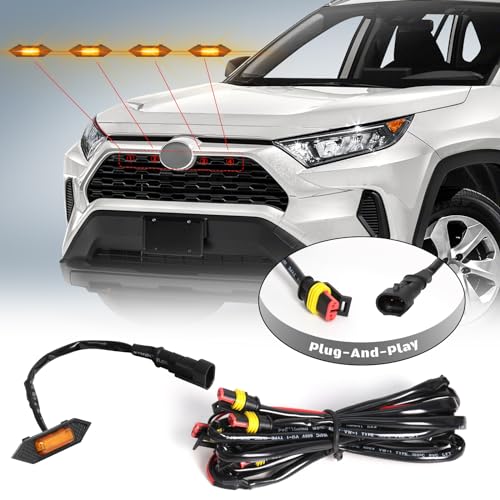 FICOLPO 4 Pcs Grille Lights Compatible with 2019 2020 2021 2022 2023 2024 RAV4 Hybrid LE, XLE, XLE Premium, SE, XSE, Limited - LED Front Grille Lights Accessories with Harness & Fuse (Amber) - Image 4
