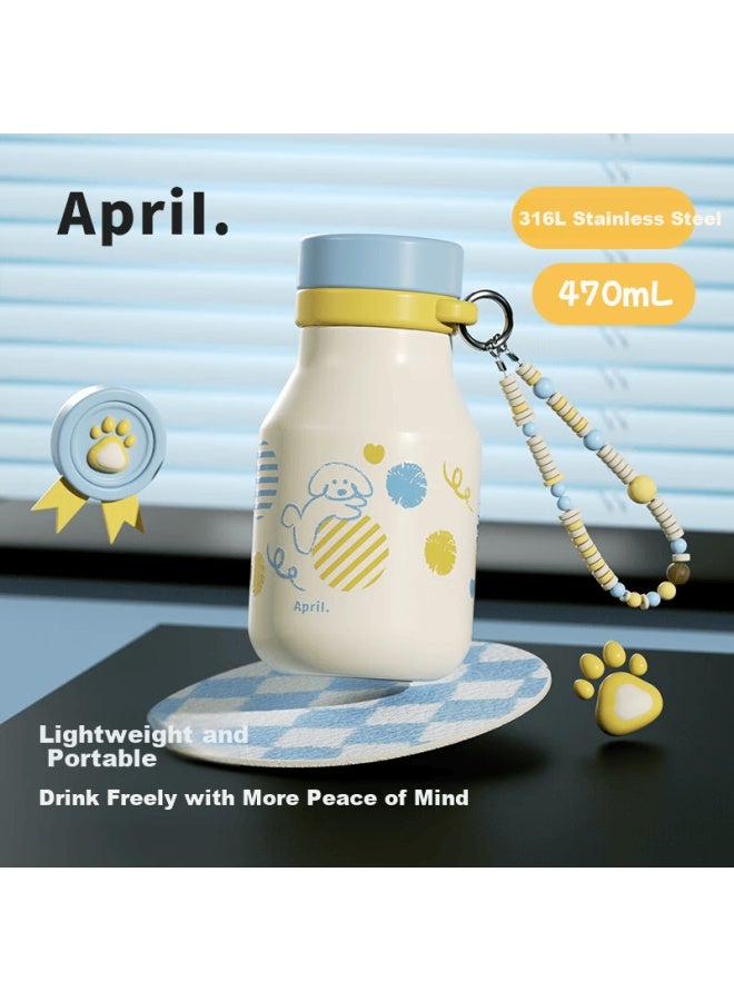 April Cute Insulated Water Bottle For Women Student High-value 316 Stainless Steel Compact Birthday Gift - Image 1