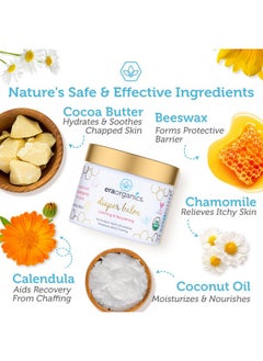 Era Organics Baby Diaper Balm - Extra Soothing And Nourishing Usda Organic Diaper Cream For Dry, Sensitive Skin. All Natural Baby Balm To Help Excess Moisture, Rash And Chafing Baby Ointment  - Image 2