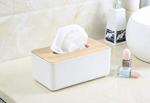 bosig® 1pc Square Shape Wooden Cover Plastic Tissue Box Holder | Paper Napkin Holder Case | Tissue Holder Dispenser Organizer for Car Decor Home Room Hotel - Image 4