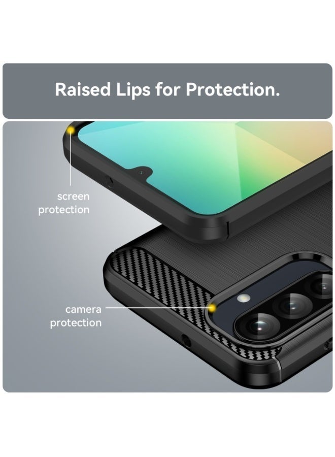 Samsung Galaxy A26 5G Case Cover – Rugged Shield Design with Brushed Carbon Fiber Texture, Shockproof TPU, Anti-Slip Grip, Slim and Lightweight Protection (Black) - Image 4