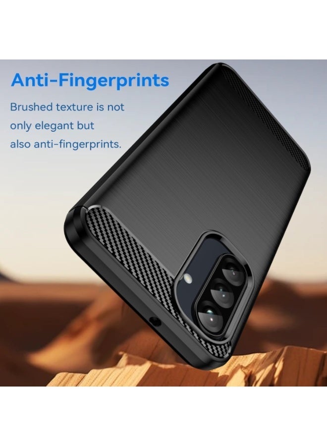 Samsung Galaxy A26 5G Case Cover – Rugged Shield Design with Brushed Carbon Fiber Texture, Shockproof TPU, Anti-Slip Grip, Slim and Lightweight Protection (Black) - Image 2