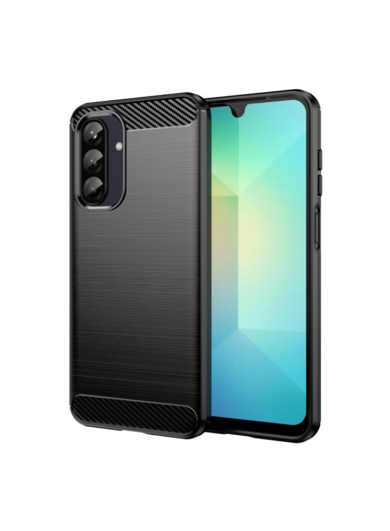 Samsung Galaxy A26 5G Case Cover – Rugged Shield Design with Brushed Carbon Fiber Texture, Shockproof TPU, Anti-Slip Grip, Slim and Lightweight Protection (Black) - Image 1