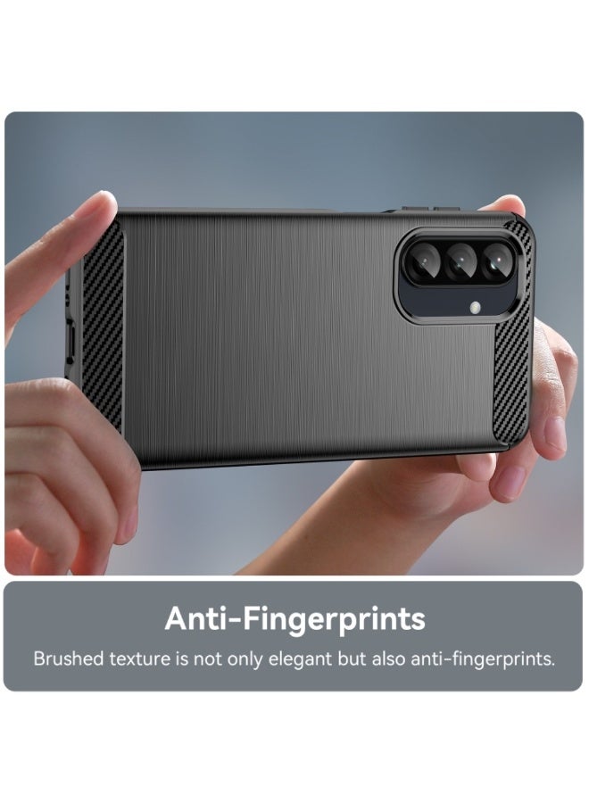 Samsung Galaxy A26 5G Case Cover – Rugged Shield Design with Brushed Carbon Fiber Texture, Shockproof TPU, Anti-Slip Grip, Slim and Lightweight Protection (Black) - Image 3