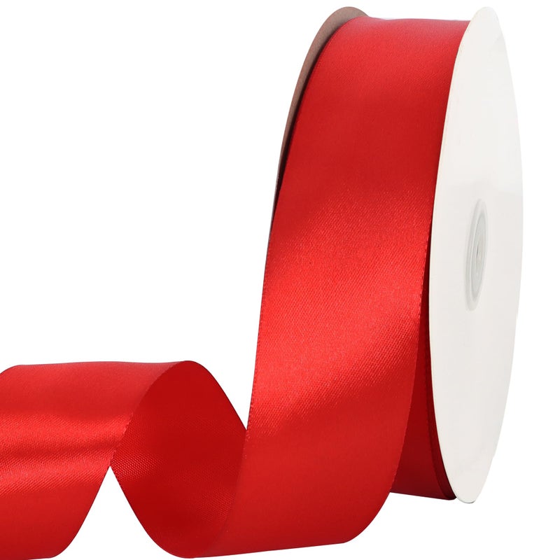 TONIFUL 100 Yards Red Ribbon 1-1/2 Inch Satin Ribbon for Gift Wrapping Bouquet Wrapping Eternal Flower Making and Wedding Chair Sash Valentine's Day Christmas Decorations Hair Bows Crafts & Sewing - Image 1