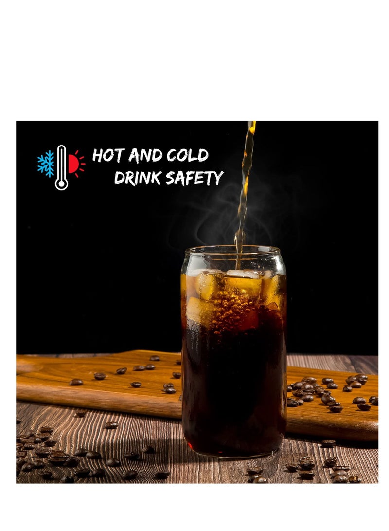 ميكسد 6 أكواب الشرب مع غطاء من الخيزران والزجاج سترو - 16 اوقية ( الاونصة ) يمكن الزجاج البيرة الزجاج الجليد فنجان قهوة كوب لطيف لفة الصودا بوبا الشاي كوكتيل بما في ذلك 2 فرشاة تنظيف - Image 5