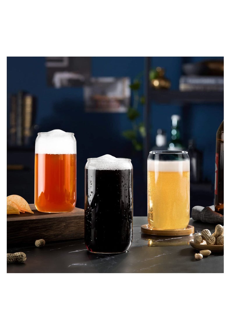 ميكسد 6 أكواب الشرب مع غطاء من الخيزران والزجاج سترو - 16 اوقية ( الاونصة ) يمكن الزجاج البيرة الزجاج الجليد فنجان قهوة كوب لطيف لفة الصودا بوبا الشاي كوكتيل بما في ذلك 2 فرشاة تنظيف - Image 4