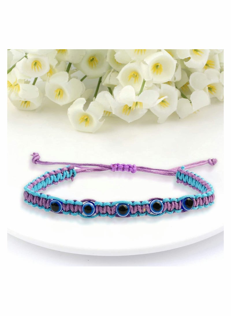 KASTWAVE سوار 6 قطع عين الحسد خيط محظوظ سوار قابل للتعديل 7 عقدة سوار عين الحسد سوار حماية عين الحسد - Image 4