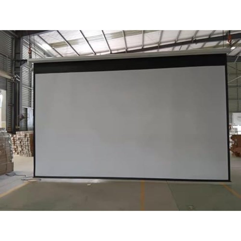 Home theater projection screen, PVC material, white color, motorized 120-inch 16:9 electric screen with quiet motor and remote control for indoor/outdoor wall or ceiling mounting - Image 5