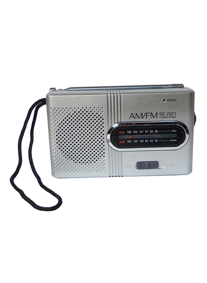 Mini Portable AM/FM Radio Speaker 295729 Silver/Black - Image 1